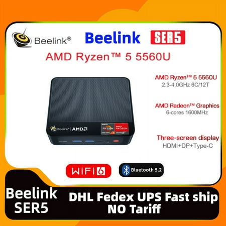 Beelink SER5 AMD Ryzen 5 5560U Mini PC RAM 16GB SSD 500GB WiFi6 HD type-C 4K triple display dp office Desktop Gaming mini pc beelink ser5 5560U mini pc