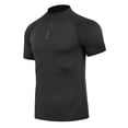 thumbnail image 6 of Mens Gym Muscle T-Shirts Short Sleeve 1/4 Zip Tee Quick Dry Wicking Moisture Workout Running Casual Athletic Tops (M, Black), 6 of 7