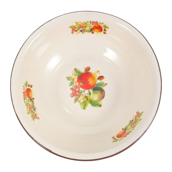 FRCOLOR Enamel Wash Basin Round Beige Kitchen Supplies Face Washing 1Set 11*11*3.5in