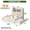 thumbnail image 4 of Uforic Full Bed Frame with Trundle & Bookshelf, Wood Trundle Bed Frame with Storage Headboard & Charging Station, White, 4 of 7