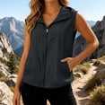 thumbnail image 3 of Lightweight Vest Jackets for Women Summer Sleeveless Zip Up Hooded Outerwear with Pockets Breathable Travel Hiking Vest, 3 of 9