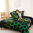thumbnail image 4 of Erosebridal Cool Race Car Full Size Comforter Sets for Kids Boys, Neon Green Honeycomb Bedding Sets, Black Reversible, 1 Comforter and 2 Pillowcases, 4 of 6