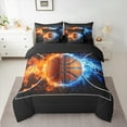 thumbnail image 3 of Manfei Kids Basketball Game 7-Piece Bedding Comforter Set,Sport Theme King Bedding Sets,Blue Orange Black Bed Sheets For Kids Boy,Microfiber Bedroom Decor Reversible, 3 of 9