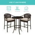 thumbnail image 6 of Best Choice Products 3-Piece Outdoor Wicker Bistro Bar Height Set for Patio, Garden w/ Barstools, Steel Frame - Beige, 6 of 8