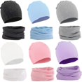 thumbnail image 1 of 2 Pcs/Set Baby Hat Scarf Set Solid Kids Beanie Cap Warm Boy Girl Autumn Winter Hat Infant Toddler Bonnet Baby AccessoriesSky Blue1 to 3 years He Qiyong unisex, 1 of 1