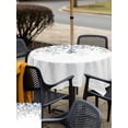 thumbnail image 5 of Square Outdoor Tablecloth With Umbrella Hole And Zipper– Blue Rustic Flowers Waterproof Patio Table Cover for Party, Picnic, Backyard, 60"x60" , Retro Eucalyptus Leaves White, 5 of 8