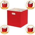 thumbnail image 3 of Collapsible Organization Basket Fabric Foldable Box with Handles, 11x11 Cube Storage Bins Set of 4, Thick and Heavy Duty Storage Baskets for Shelves Bedroom Livingroom,Red, 3 of 10