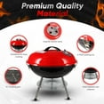 thumbnail image 4 of 14-inch Portable Barbecue Grill with 3-Point Locking Lid for Heat Preservation – Dual Venting System – Small Charcoal Grill for Backyard, Camping, Boat, 4 of 8