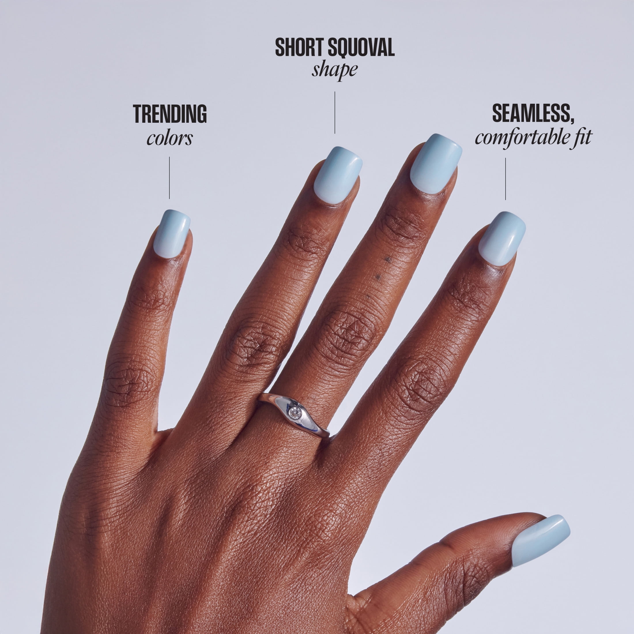 Broadway by Kiss Color Press On Nails, ‘Love Again’, Blue, Short Squoval, 28 Count