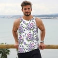 thumbnail image 4 of Wukai Violets Flowers Print Men’s Workout Tank Top Sleeveless Muscle T shirt Gym Running Fitness Tank Top-X-Large, 4 of 7