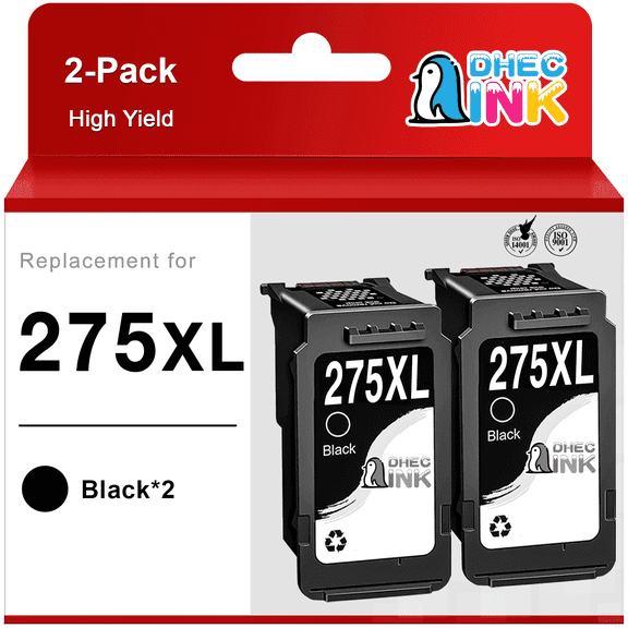 PG 275 Black Ink Cartridge Compatible for Canon 275 Ink for 275 Ink 275XL for Pixma TS3722 TS3522 TR4722 (2 Black)