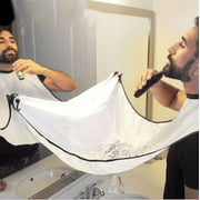 FZFLZDH Beard Apron Hair Clippings Catcher Grooming Bib for Men Shaving & Trimming Non Stick Hair Beard Cape Cloth Waterproof with 2 Suction Cups Perfect Gift for Men - White