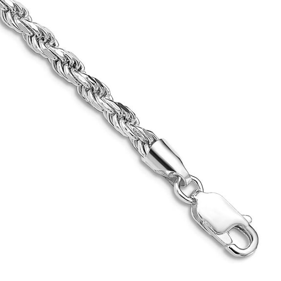 925 Sterling Silver Rhodium Plated 3mm Sparkle-Cut Rope Chain Bracelet 9 Inch Link Bracelet for Women and Men