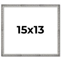 15x13 Frame Silver Grey Distressed Solid Wood Picture Frame | 0.75 Inch Moulding Width | Interior