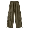 thumbnail image 5 of Wide Leg Cargo Pants Womens Summer Casual Fashion Quick Drying Solid Color Work High Waist Straight Trousers Wide Leg Drawstring Elastic Waist Multi Pocket Pants, 5 of 6