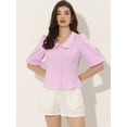 thumbnail image 4 of Blusa De Manga Corta Con Cuello De Peter Pan Para Mujer Rosa morado M, 4 of 5