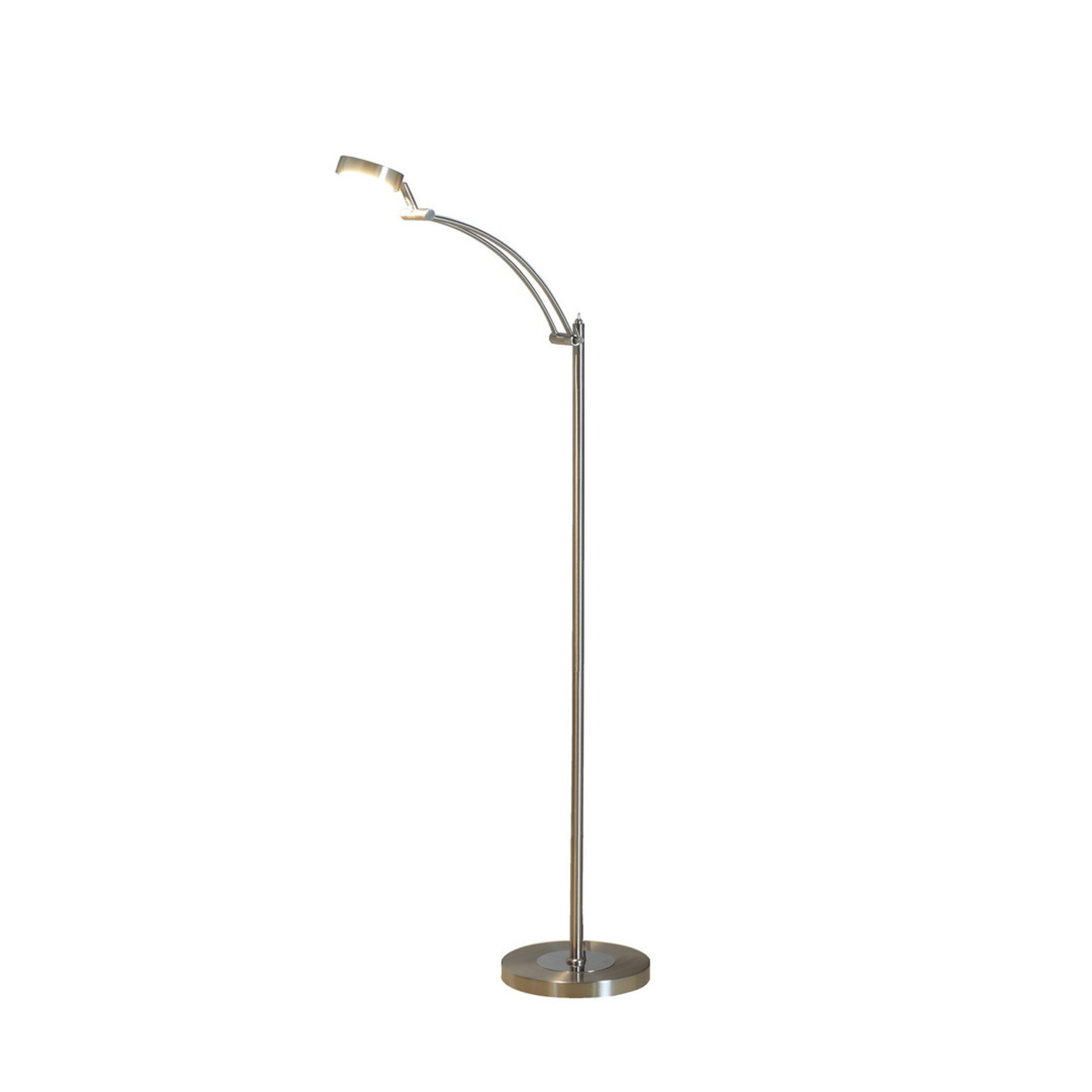 Noble House Tinsley 54" Integrated LED Task Floor Lamp, Flexible Head, Column Switch, Space Saving, Silver