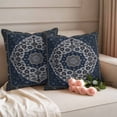 thumbnail image 2 of Boho Southwest Outdoor Waterproof Pillow Covers, Blue Gray Ethnic Aztec Abstract Pattern Decorative Square Throw Pillowcase Sofa Cushion Sham for Patio/Couch/Chair, 24"x24" 2 Pack, 2 of 8