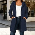 thumbnail image 2 of Lnmiateer Solid Relaxed Fit Zip Up Hooded Long Coat Adjustable Waist Ladies Stretch Thick Fabric Autumn Winter City Walking Travel Windbreaker Outfit, 2 of 7