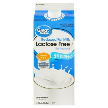 Great Value Lactose Free 2% Reduced Fat Milk, Half Gallon, 64 fl oz