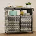 thumbnail image 6 of AECOJOY Patio Wicker Bar Tables with Wheels&Shelf Patio Serving Table Outdoor Storage Cabinet Outdoor Bar Cart, 6 of 12
