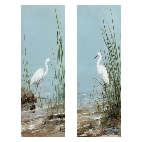 Masterpiece Art Gallery White Shorebird I & II by Sally Swatland Canvas Art Set of 2 (16" x 20")