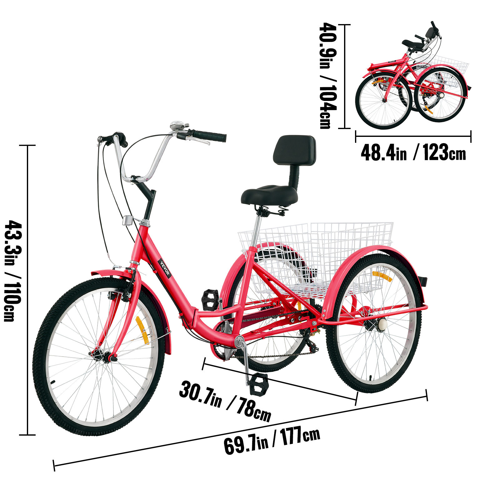 VEVOR Tricycle Adult 24\