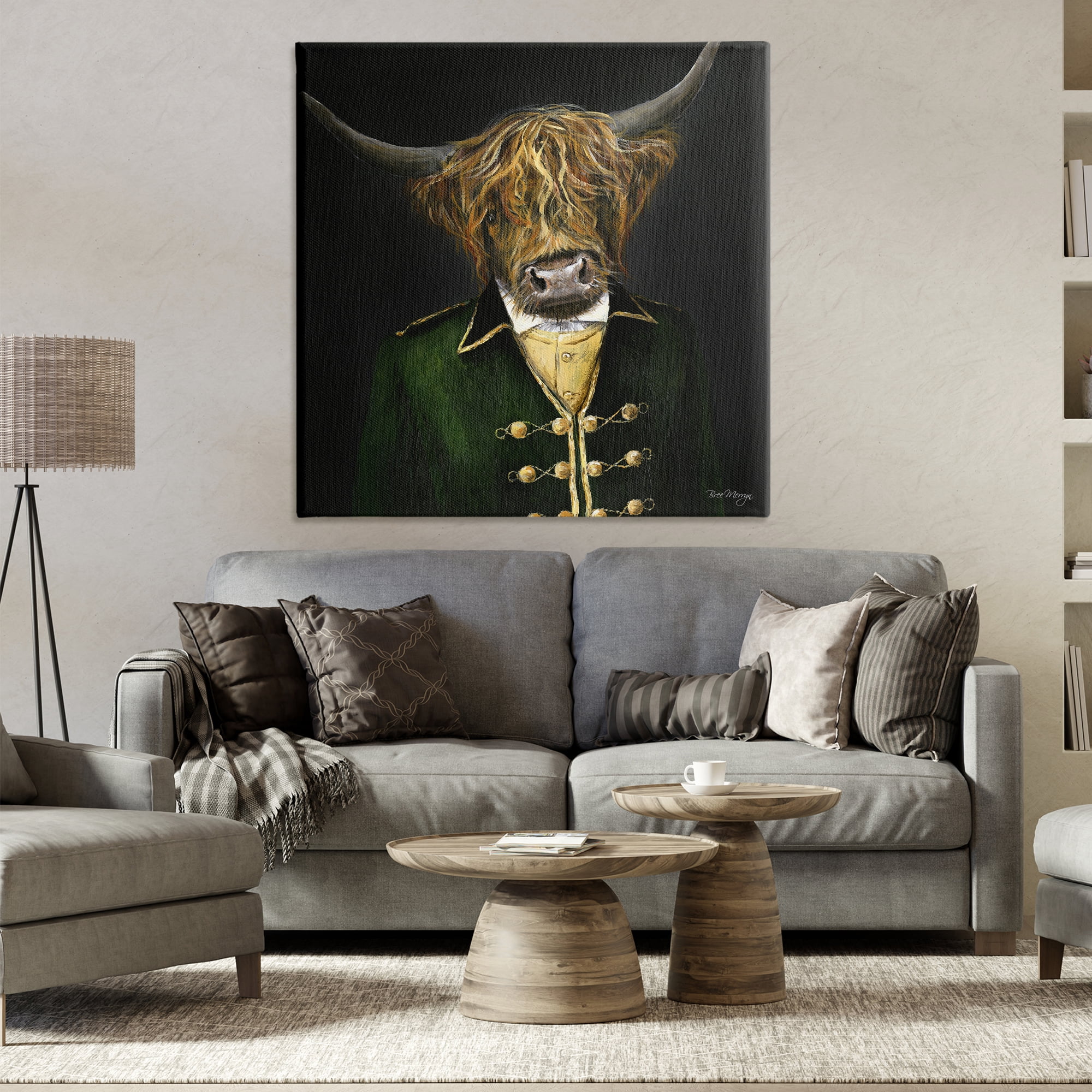 Stupell Industries Colonial Coat Cattle Novelty & Humor Painting Wrapped Canvas Art Print Wall Art, 36 x 36