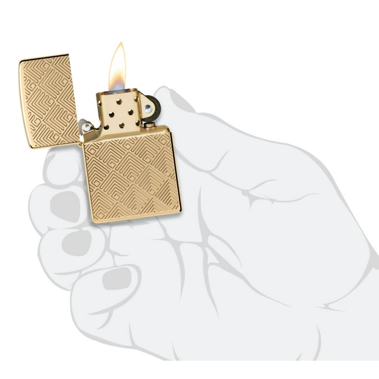 Zippo Pattern Design Armor High Polish Brass Pocket Lighter