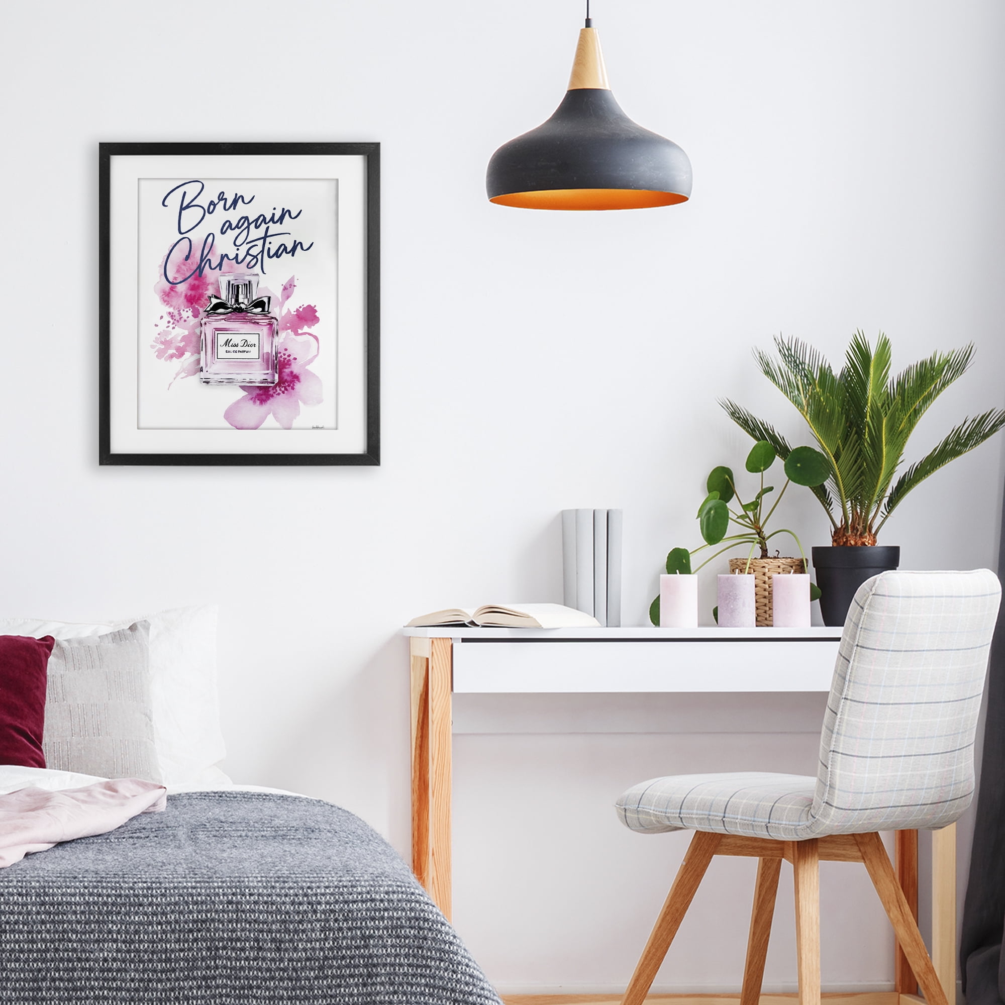 Born Again Christian with Fragrance Black Framed Print Under Glass, design by Amanda Greenwood