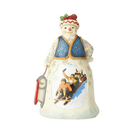 Enesco Snowman with Sledding Scene Figurine