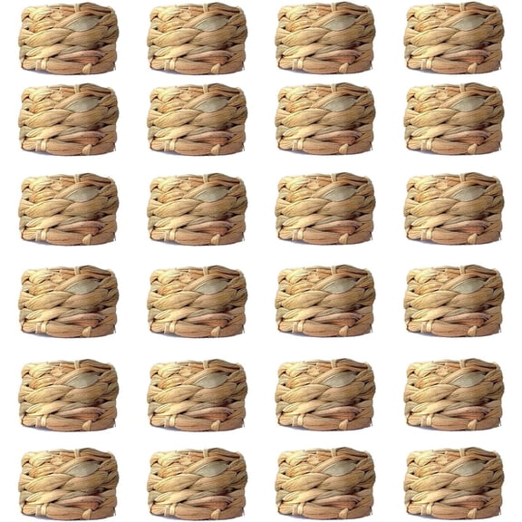 Laquedecraft Set 24 Woven Water Hyacinth Napkin Rings, Napkin Holders For Christmas, Thanksgiving Dining Table, Wedding Party