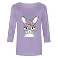 thumbnail image 4 of Cavosen Happy Easter Women's Summer Tops and Blouses 3/4 Sleeve Bunny Print Pullover Shirts Round Neck Festival Blouse Vacation Holiday T Shirts Loose Dressy Tees Purple M, 4 of 4