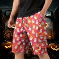 thumbnail image 2 of GrmtClth Men's Halloween print shorts Cartoon Pumpkin Multi Storage Cargo Short Pants Lightweight Summer Short Trousers Travel Fun Casual Clothes Red M, 2 of 5