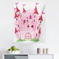 thumbnail image 1 of Fantasy Tapestry, Cartoon Castle Tale Cartoon Magic Kingdom Cartoon Illustration Art, Fabric Wall Hanging Decor for Bedroom Living Room Dorm, 5 Sizes, Pink White, by Ambesonne, 1 of 1