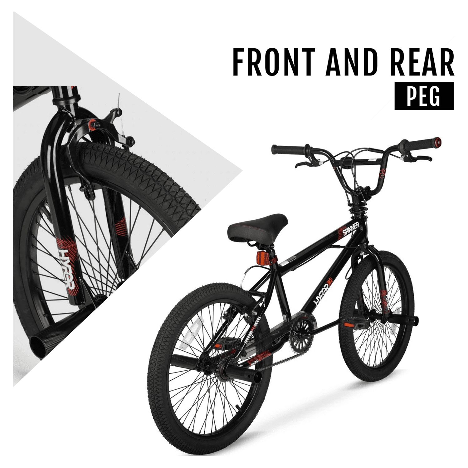 Hyper Bicycles Spinner 20" BMX Bike, Black photo 6