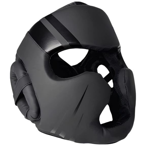 Full Protection Boxing Headgear, 1.18 in / 3 cm Front Bar, Matte Black Muay Thai Headgear, Lightweight Training Headgear for MMA, Kickboxing, Sparring, 9.84 in / 25 cm Wide