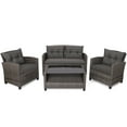 thumbnail image 3 of BLACK JAGUAR 4-Piece Outdoor Patio Furniture Set Rattan Wicker Conversation Sofa Set with Coffee Table, 3 of 6