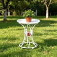 thumbnail image 5 of 2 Tier Elevated Bronze Vintage Metal Plants Stand, Decorative Flower Pot Holder Rack for Indoor Outdoor Living Room Balcony Patio Garden Corner, Heavy Duty Iron Planter Shelf for Multi Plants Display, 5 of 6