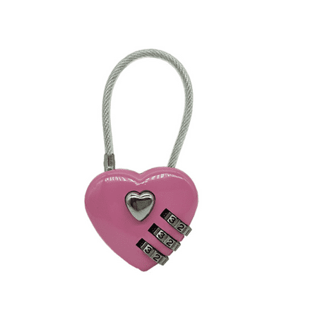QUETO Cadenas en forme de coeur, serrure à code mini à 3 chiffres, avec  câble métallique