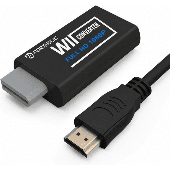 Wii to HDMI Converter , PORTHOLIC 1080P Wii2 HDMI Adapter with Cable for Nintendo Wii, Wii U, HDTV, Monitor