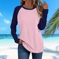 thumbnail image 3 of DISKEBUISS Women's Long Sleeve Raglan T-Shirts Crew Neck Color Block Tops for Fall Casual Loose Blouse, 3 of 6