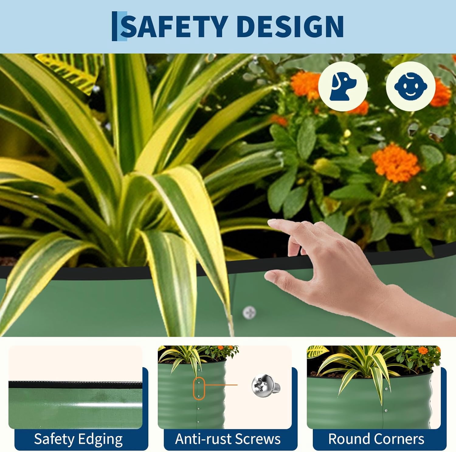 QinaQin 2PC 8x4x2ft Galvanized Steel Raised Garden Beds – Outdoor Oval Planter Boxes,Rust-Resistant,Durable,Easy Assembly for Vegetables & Flowers,Green