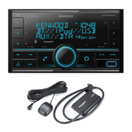 Kenwood DPX395MBT Bluetooth AUX and USB Double DIN CD receiver with a Sirius XM SXV300v1 Connect Vehicle Tuner Kit for Satellite Radio
