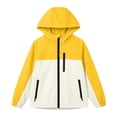 thumbnail image 7 of BCSIOAOI Girls Coat,Color Block Hooded Waterproof Softshell Rain Jacket with Pockets Yellow 7-8 Years, 7 of 7
