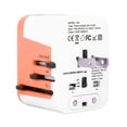 thumbnail image 1 of Adaptador de corriente universal para viajes globales de color naranja, convertidor de pared USB de 100 a 250 V para EE. UU., Australia, Reino Unido y la UE, 1 of 8