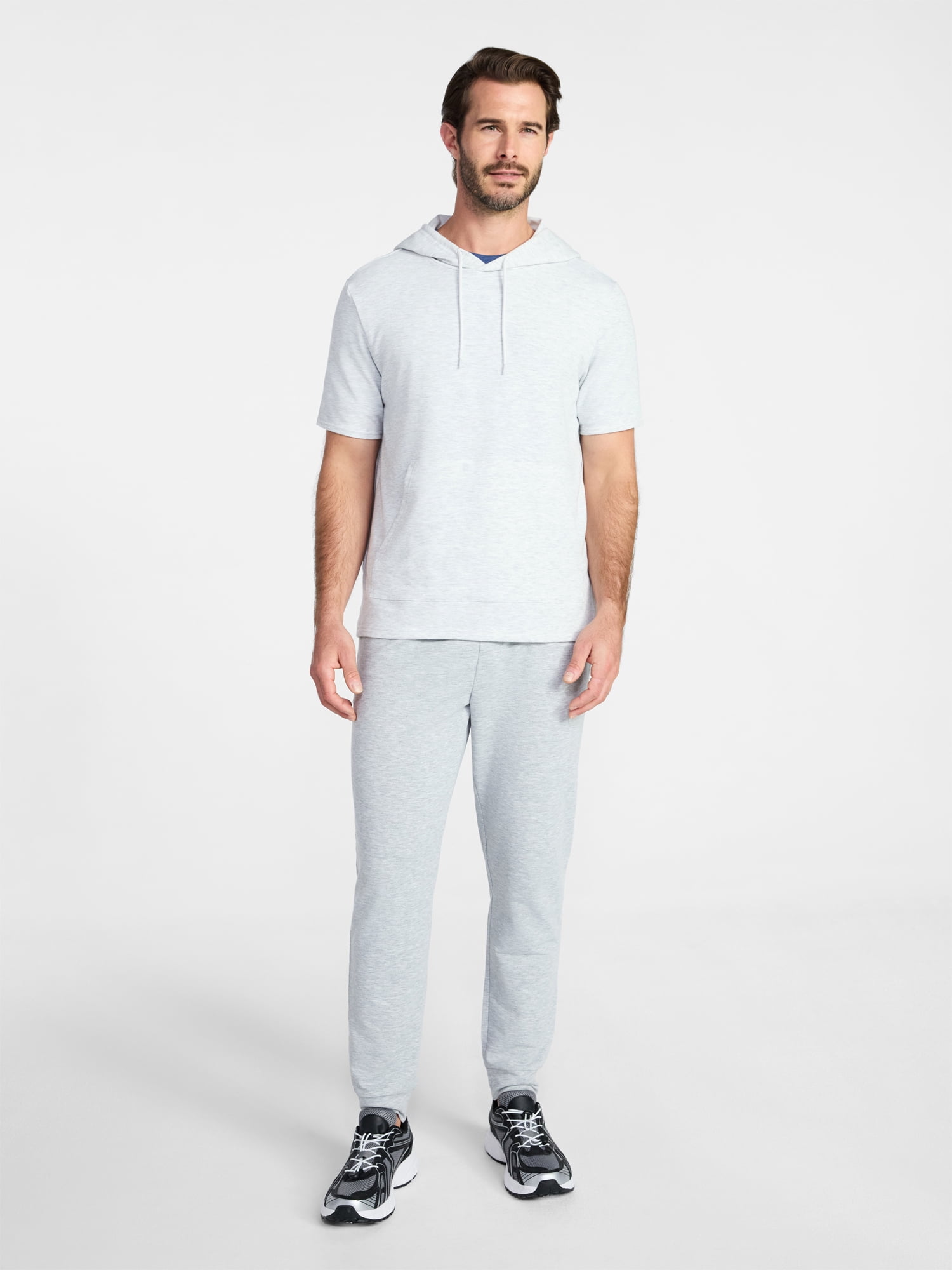 Athletic Works Men's and Big Men's Performance Coach Style Short Sleeve Hoodie Sweatshirt, Sizes XS-5XL