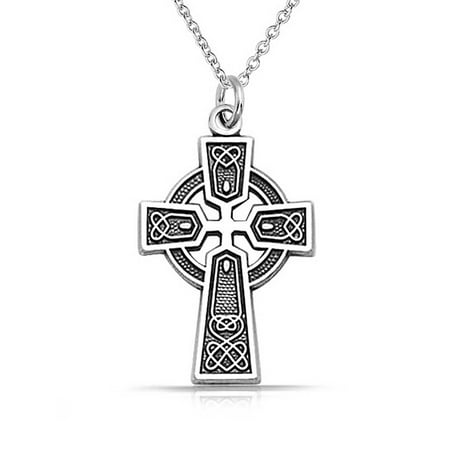 Celtic Irish Viking Love Knot Work Trinity Cross Pendant Necklace For Women Oxidized 925 Sterling Silver