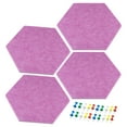 thumbnail image 1 of Unique Bargains Panneau Hexagonal Mural Autocollant en Feutre avec Goupille de Poussée, Rose Rouge 4 Pack, 1 of 5
