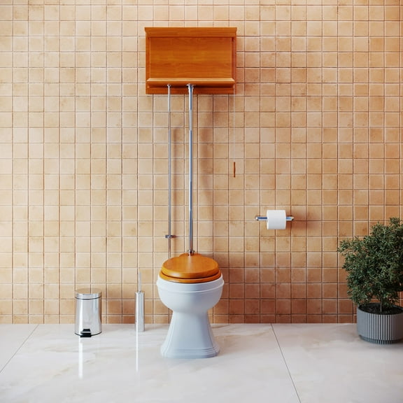 High Tank Toilets Light Mahogany Flat Tank Elongated High Tank Pull Chain Victorian Toilet Renovators Supply